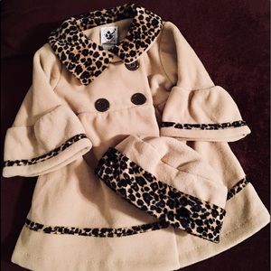 Gently Loved Infant Leopard Peacoat/Hat 12mth